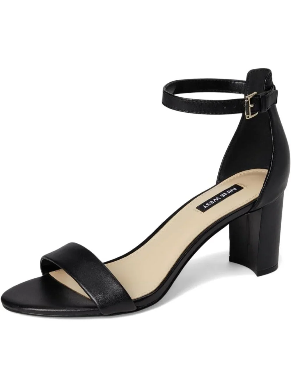 Women's Black Nappa Platform Round Toe Ankle Strap Wnpruce Heeled Sandal Shoes